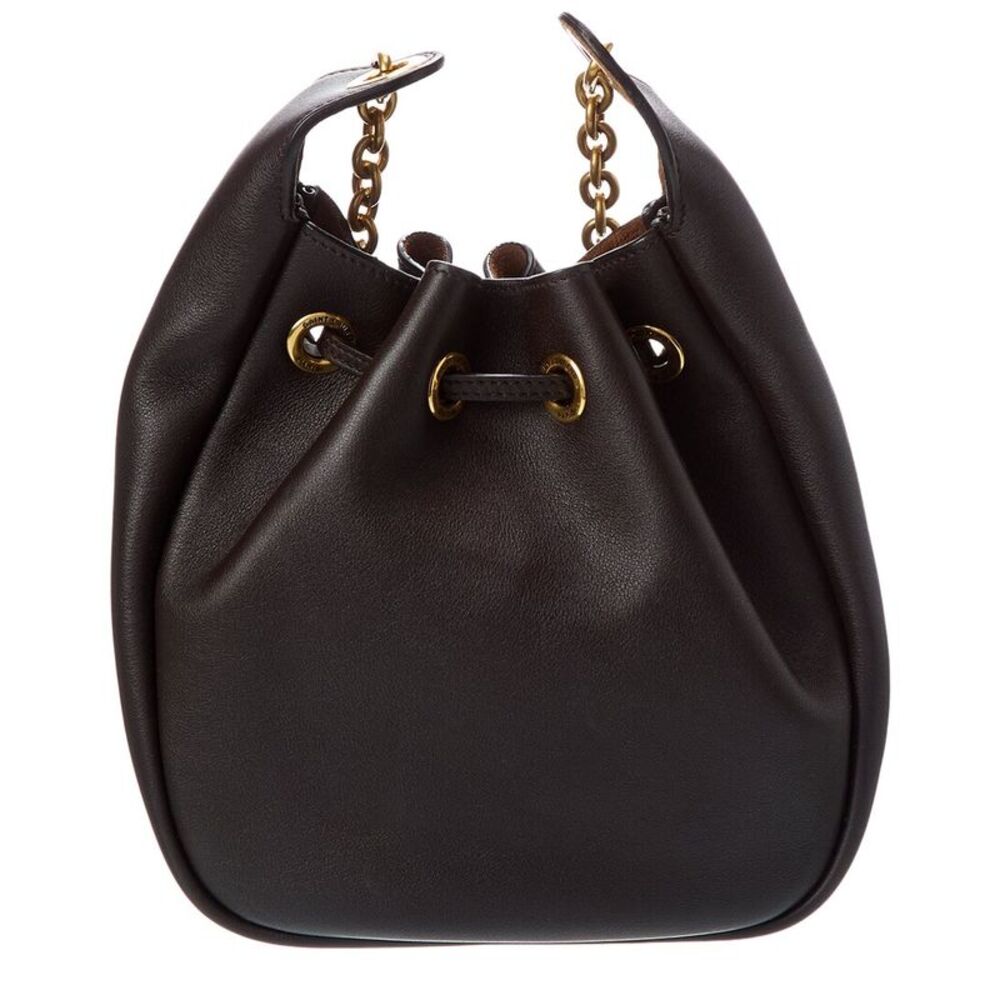 Saint Laurent Paris Drawstring Leather Bucket Bag, Brown - Picture 2 of 4
